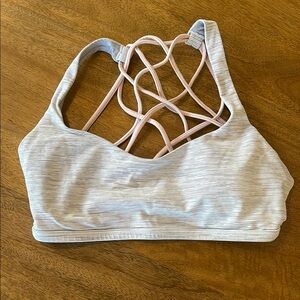 Women's Strappy Light Gray Sports Bra